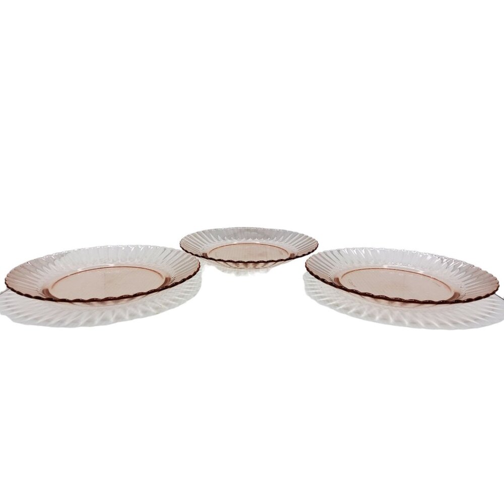 vintage set of 3 mexico fortecrisa pink 7" salad/desert plate